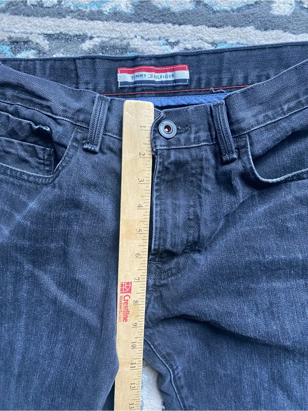 Tommy Hilfiger Men's Dark Black Slim Straight Jeans 32x32